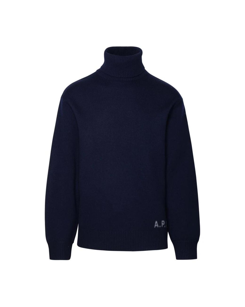 A.P.C. Truien & Vesten ,Blauw ,Wol Wollen Coltrui Met Geribbelde Kraag in het Blue voor heren