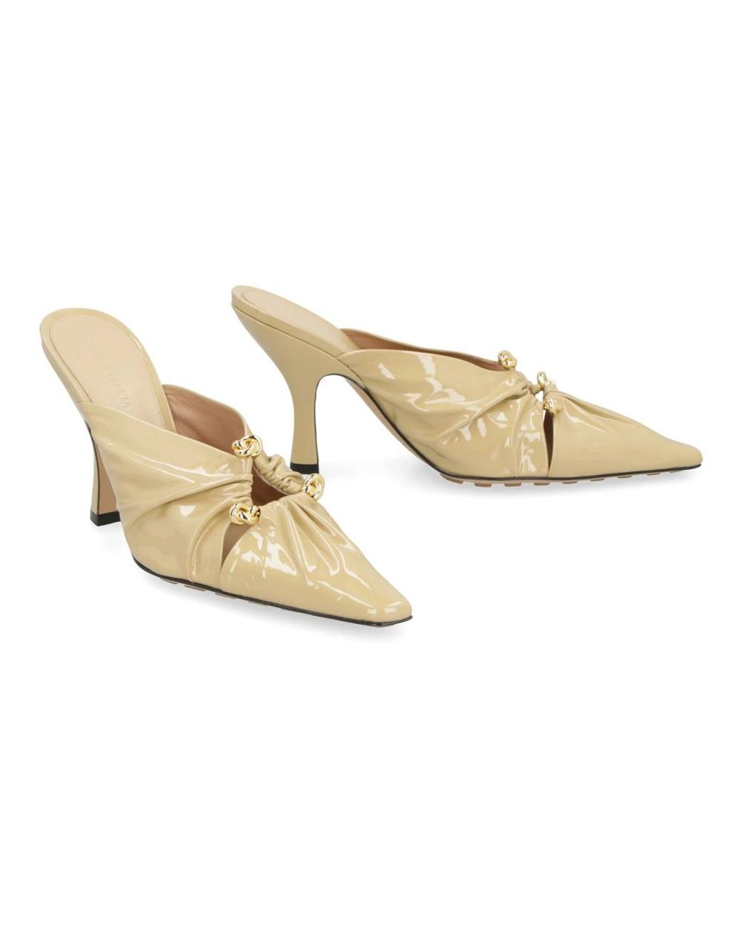 Bottega Veneta White Heeled Mules