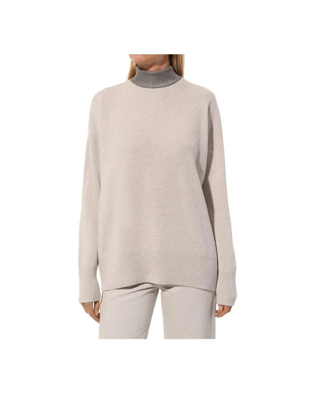 Brunello Cucinelli White Cashmere Knitwear