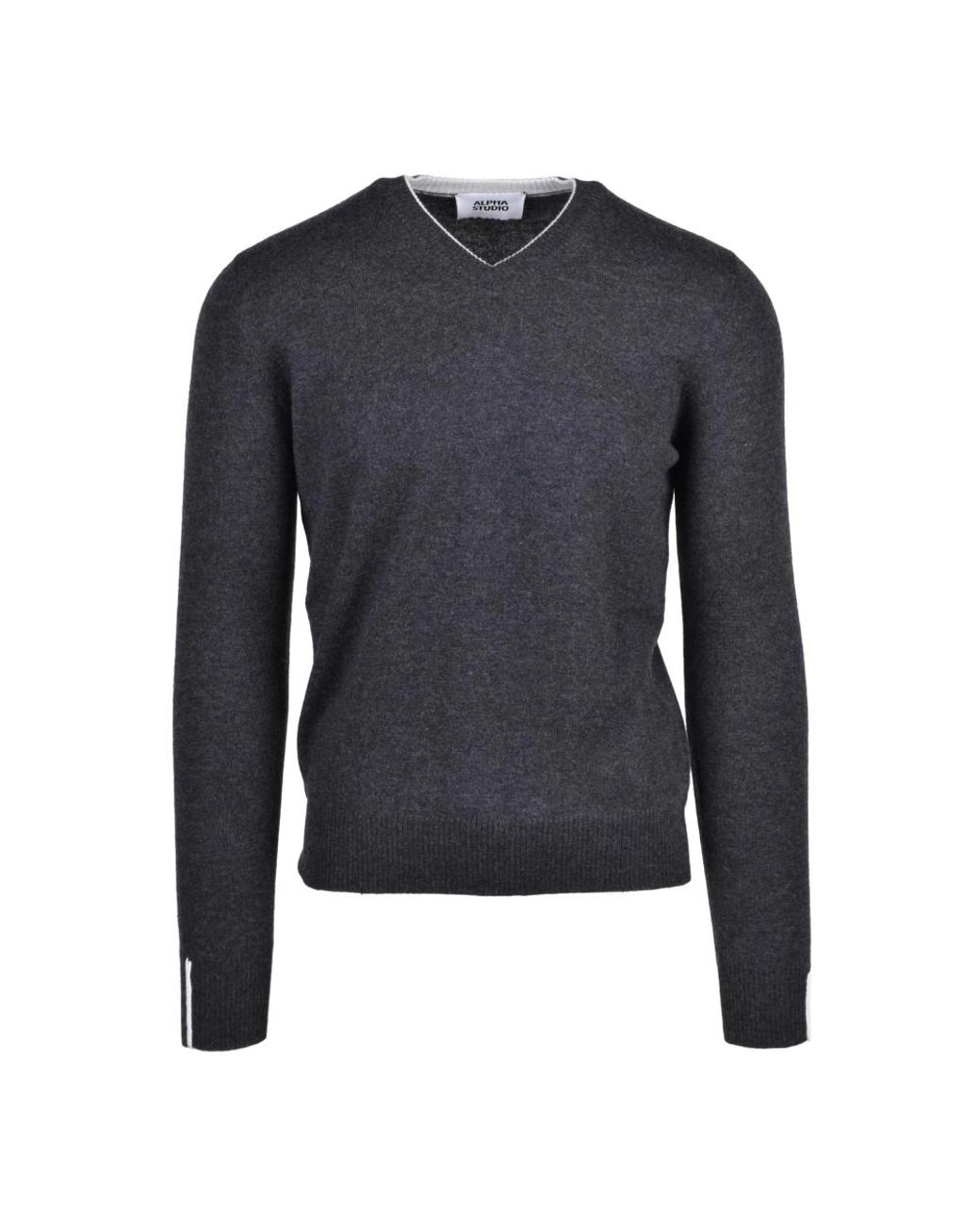 Alpha Studio Blue V-Neck Knitwear for men