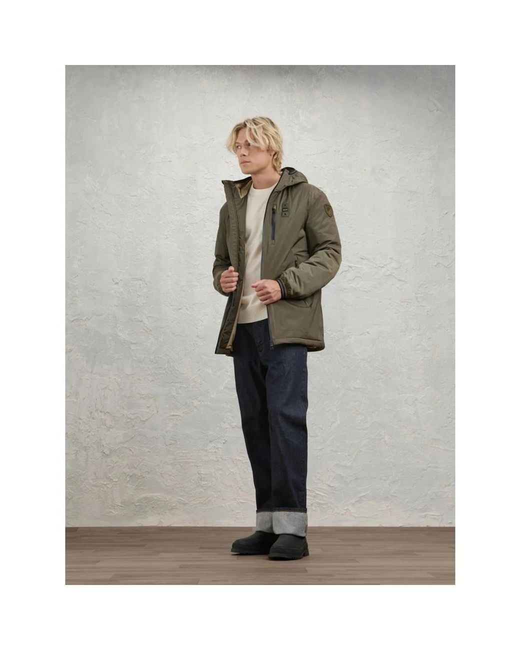 Blauer Jarvis Long Jacket in Green für Herren