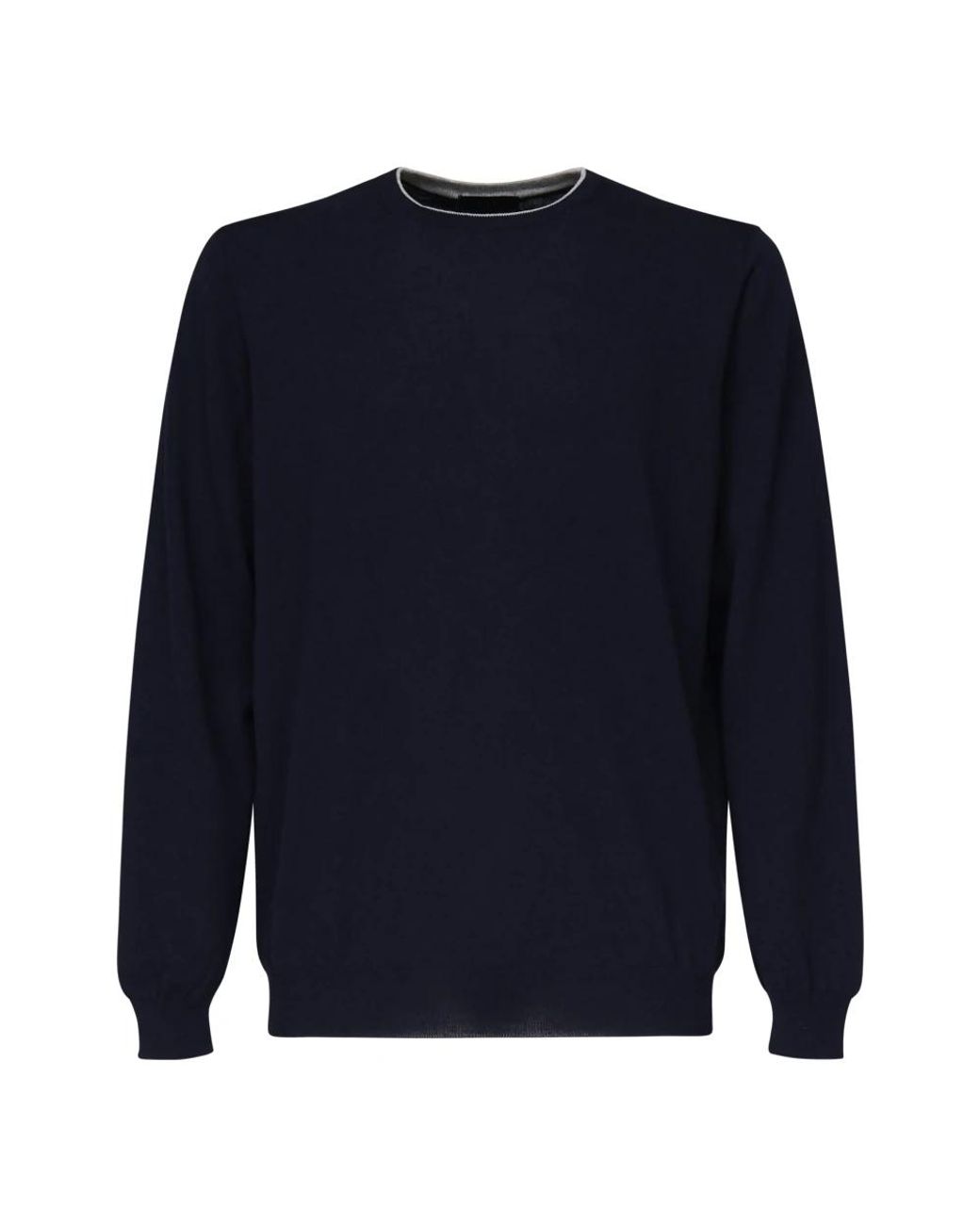 Fay Truien & Vesten ,Blauw ,Katoen Trui Met Ronde Hals En Ribdetails in het Blue voor heren