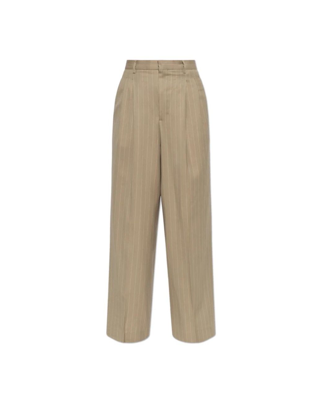 AMI Wool Wide-Leg Pants in het Natural