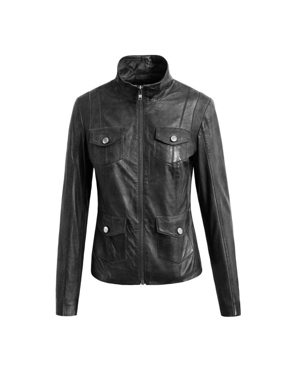 Btfcph Jassen ,Zwart ,Leer Biker Leren Jas Met Hoge Kraag in het Black