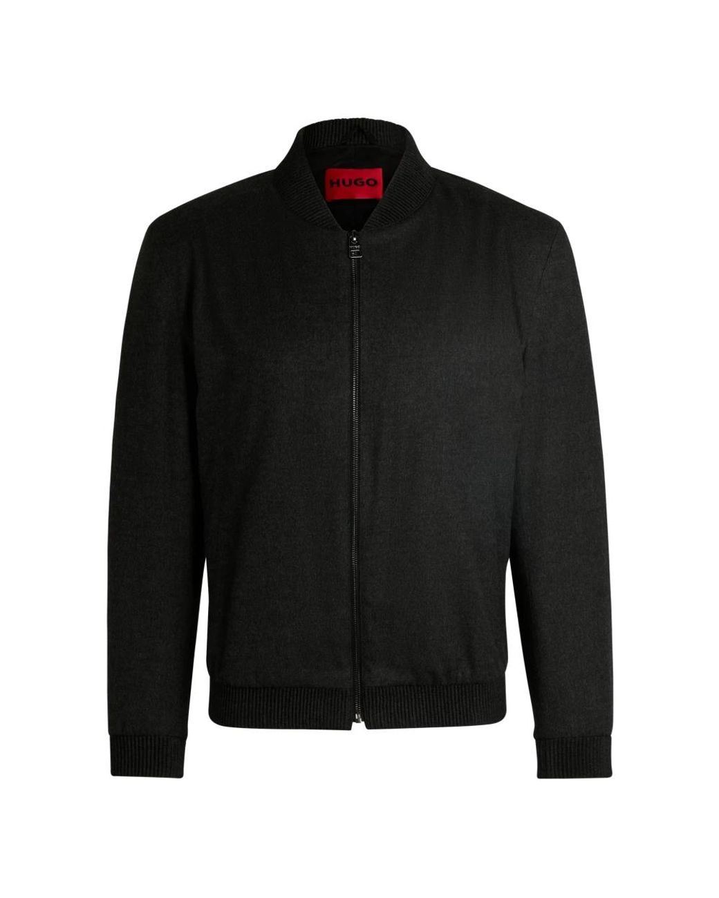 HUGO Truien & Vesten ,Zwart ,Leer Gemêleerd Flanellen Jack Met Blousonkraag in het Black voor heren