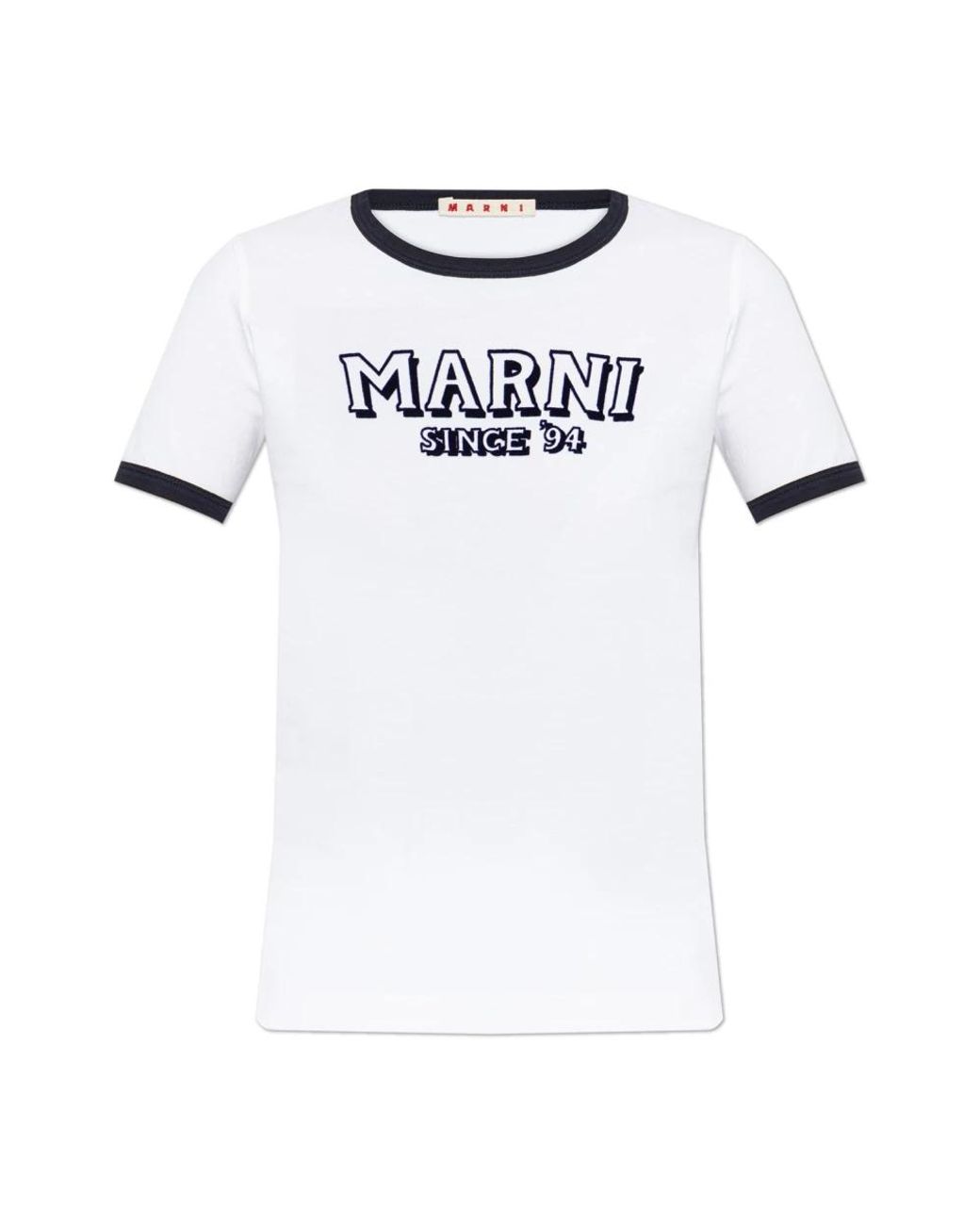 Marni Tops ,Wit ,Katoen Logo T-Shirt in het White