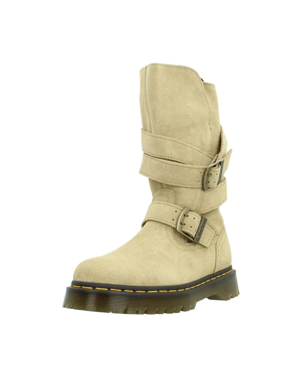 Dr. Martens Anistone Two Strap Suede Biker Laarzen in het Natural