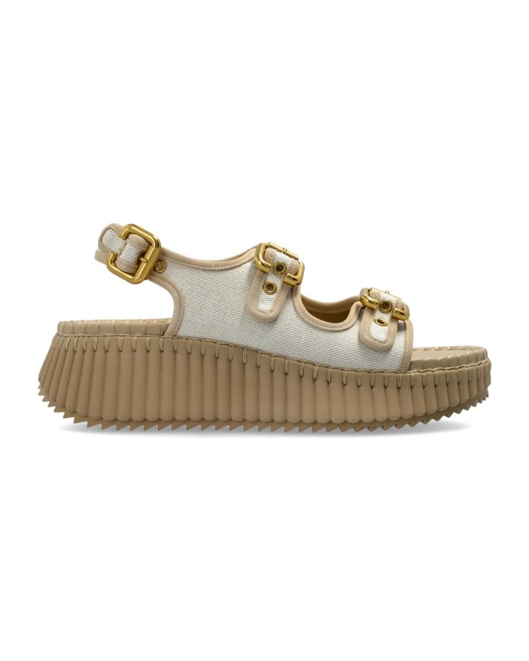 Chloé Metallic Nama Platform Sandalen