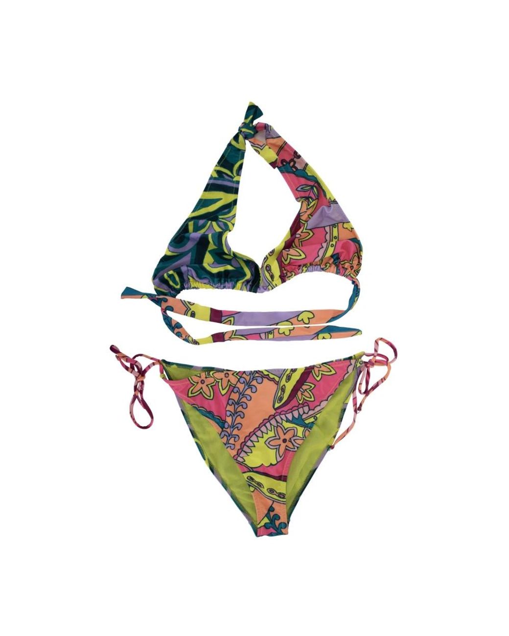 ME FUI Badmode ,Veelkleurig ,Polyester Bikini Set Met Ruches in het Green
