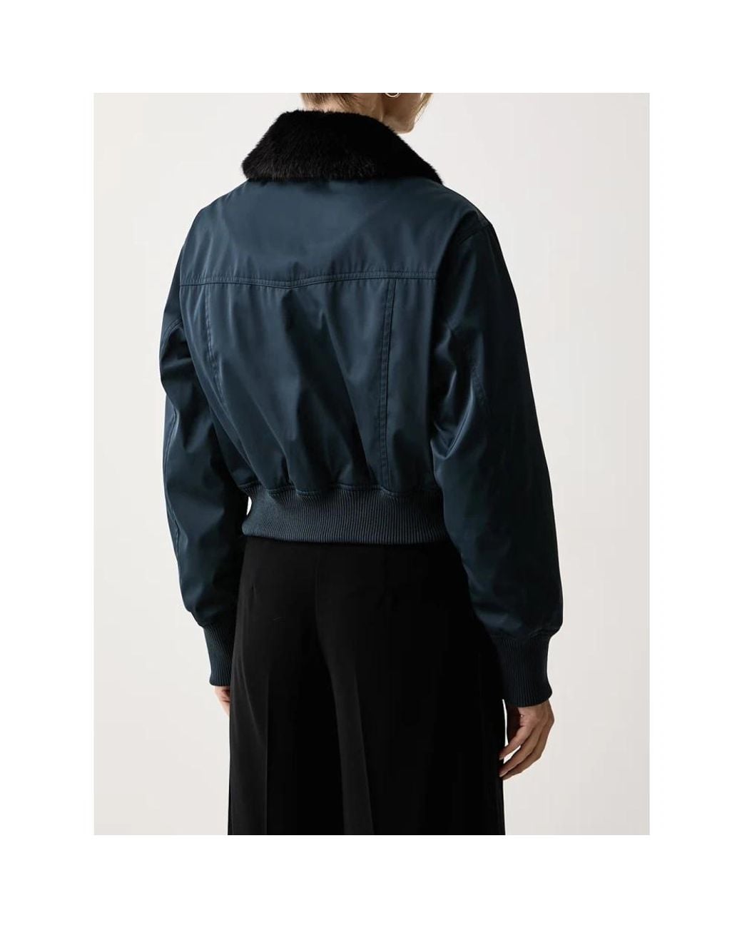 Patrizia Pepe Blue Bomber Jackets