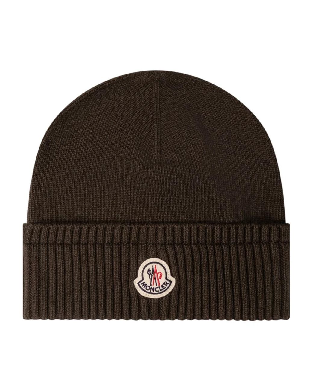 Moncler Logo-Patch Rippstrick-Mütze in Green für Herren