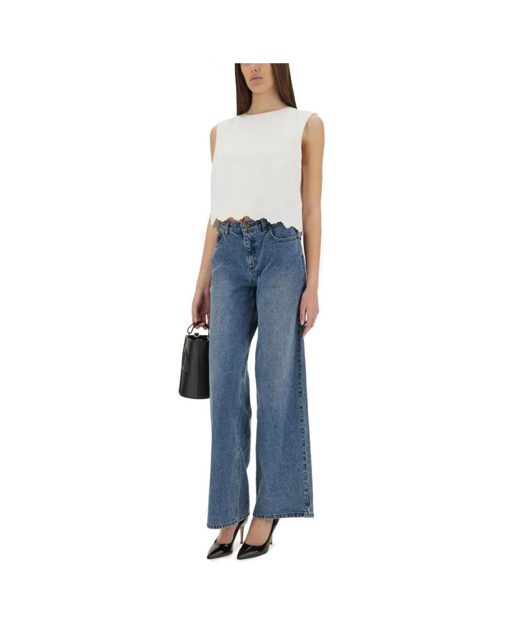 Patou Blue Sleeveless Tops