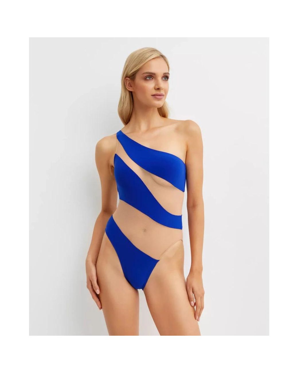 Norma Kamali Badmode ,Blauw ,Polyester Blauwe High-Cut Badpak in het Blue