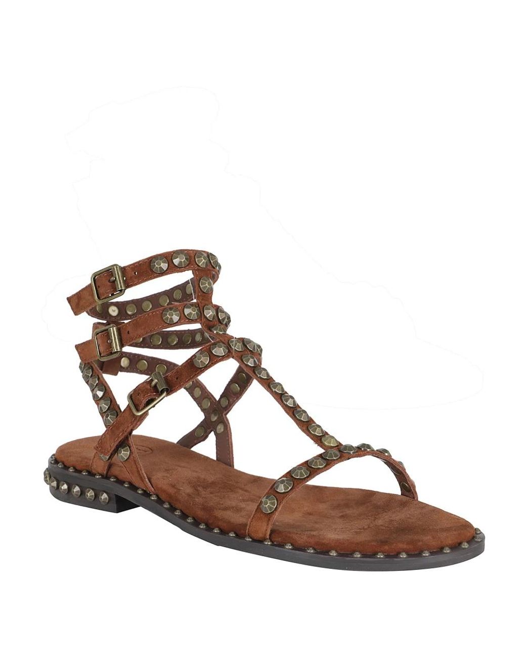 Ash Brown Play Studded Flat Sandal