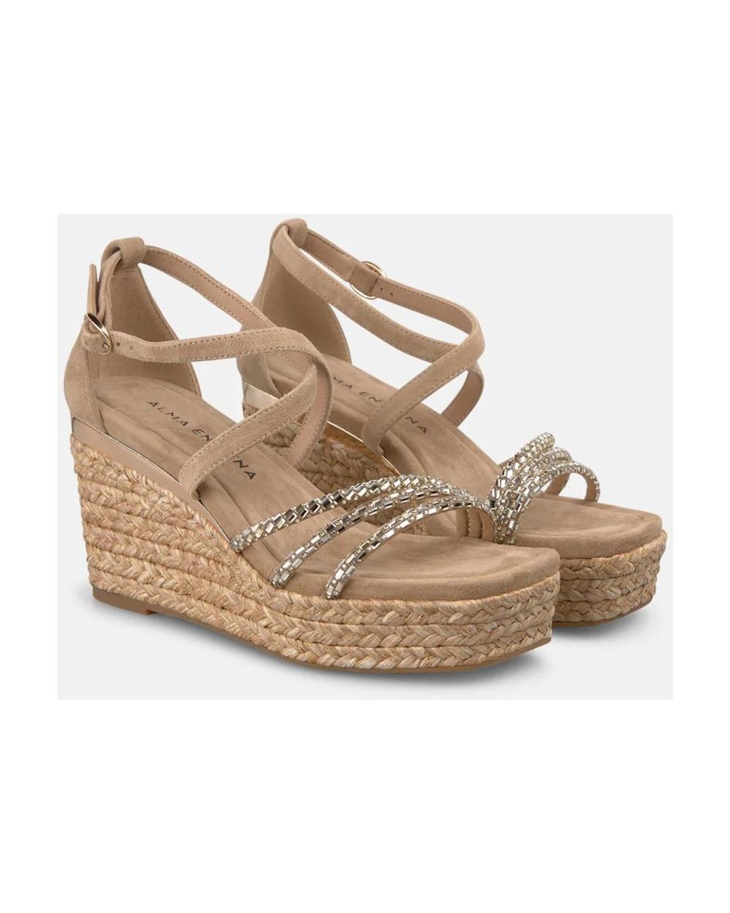 Alma En Pena. Metallic Esparto Wedge Sandal Multiposition Straps