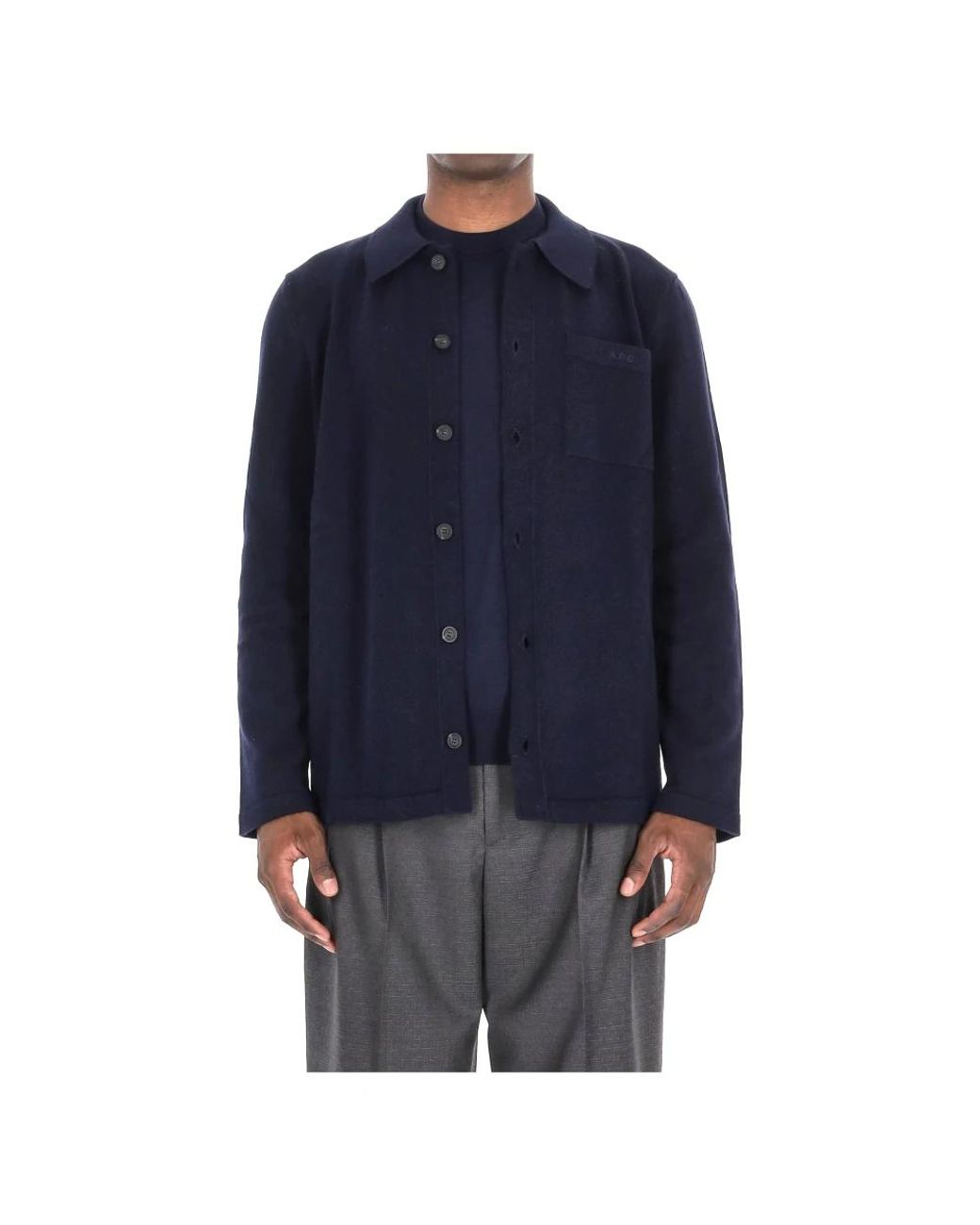 A.P.C. Jassen ,Blauw ,Katoen Blauwe Cardigan Sweater Met Zak in het Blue voor heren