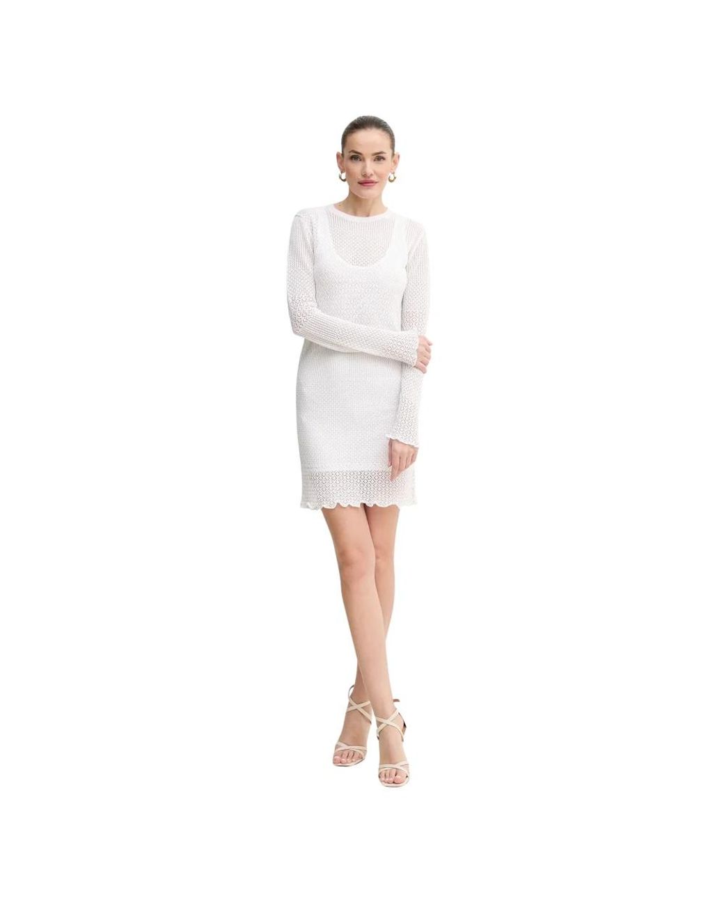 Pinko Kleedjes ,Wit ,Polyester Mini Fitted Dress in het White