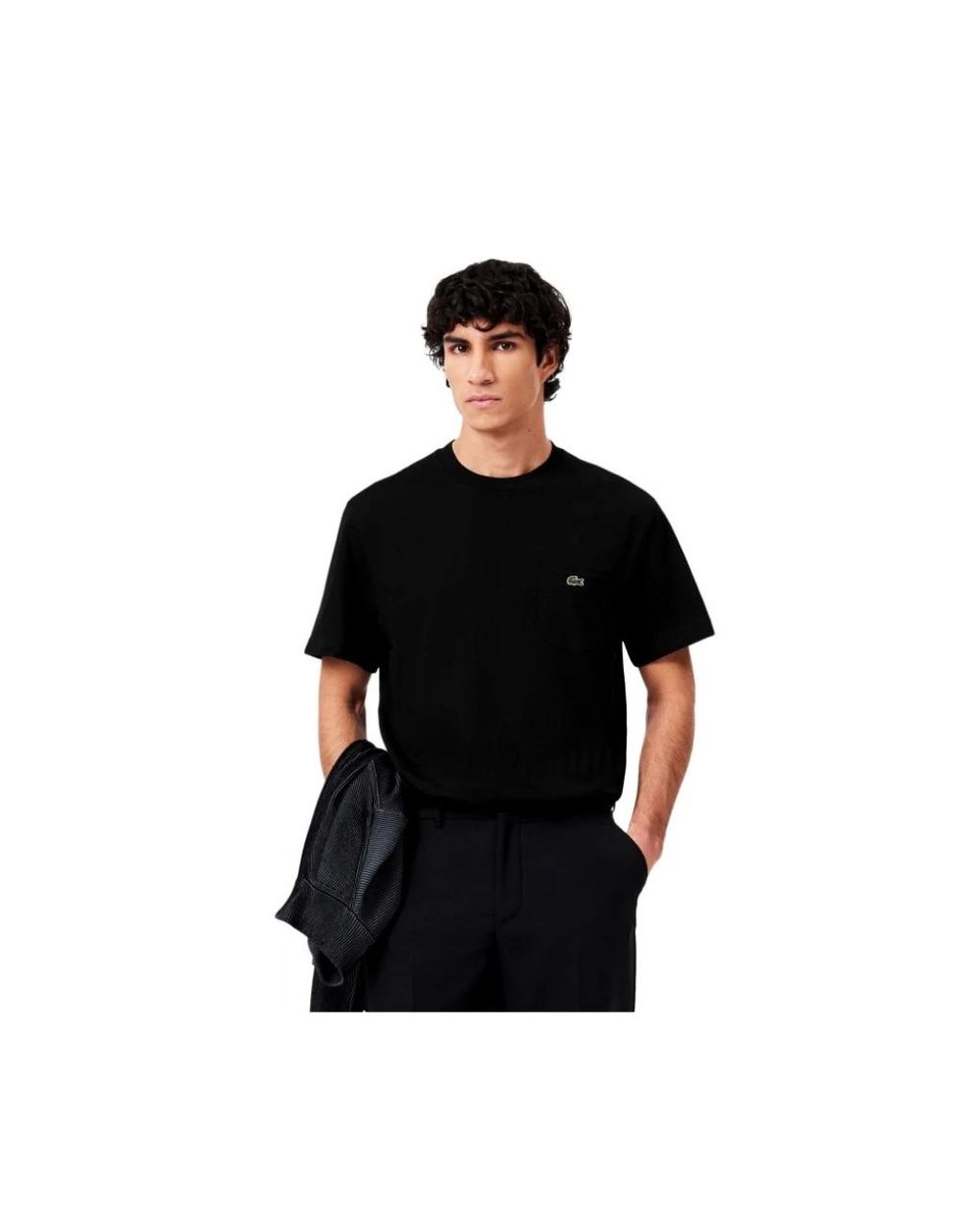 Lacoste Tops ,Zwart ,Katoen Zwarte Katoenen T-Shirt Met Borstzak in het Black voor heren