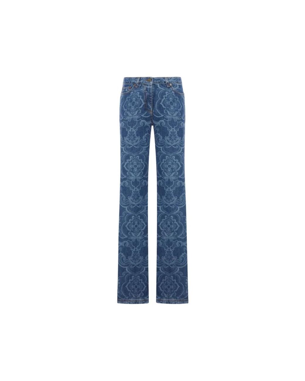 Etro Flared Jeans Met Pegaso Knopen in het Blue