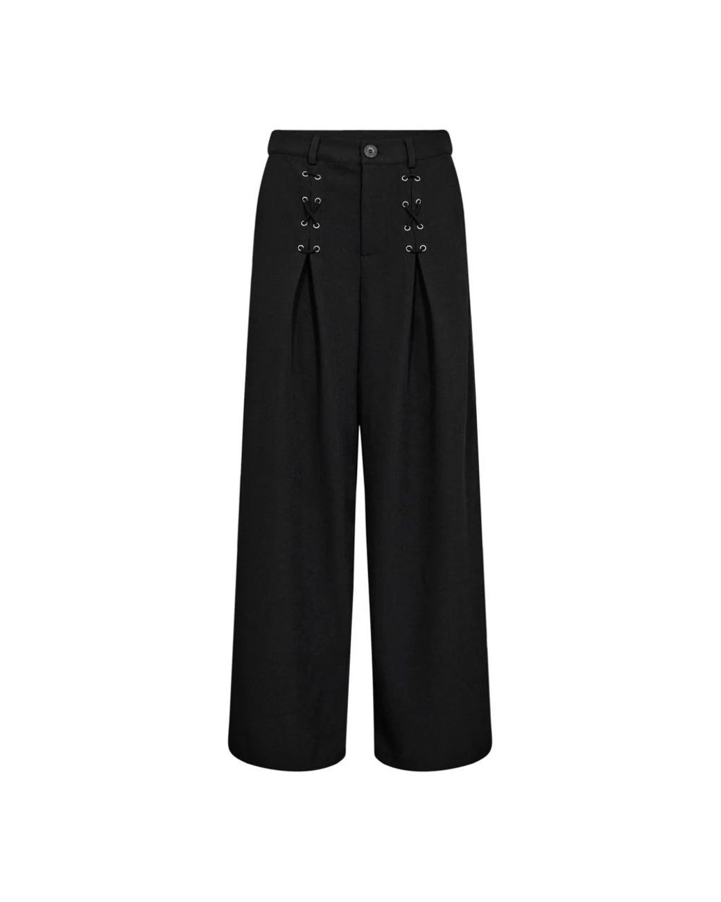 co'couture Broeken ,Zwart ,Polyester Wijde Eyelet Broek Met Coole Details in het Black