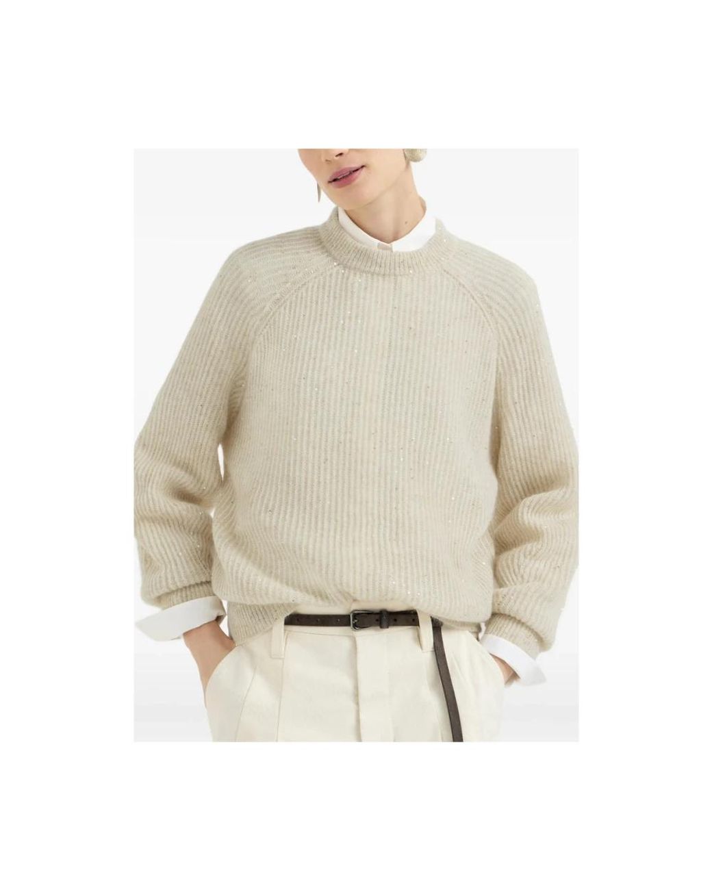Brunello Cucinelli Natural Round-Neck Knitwear