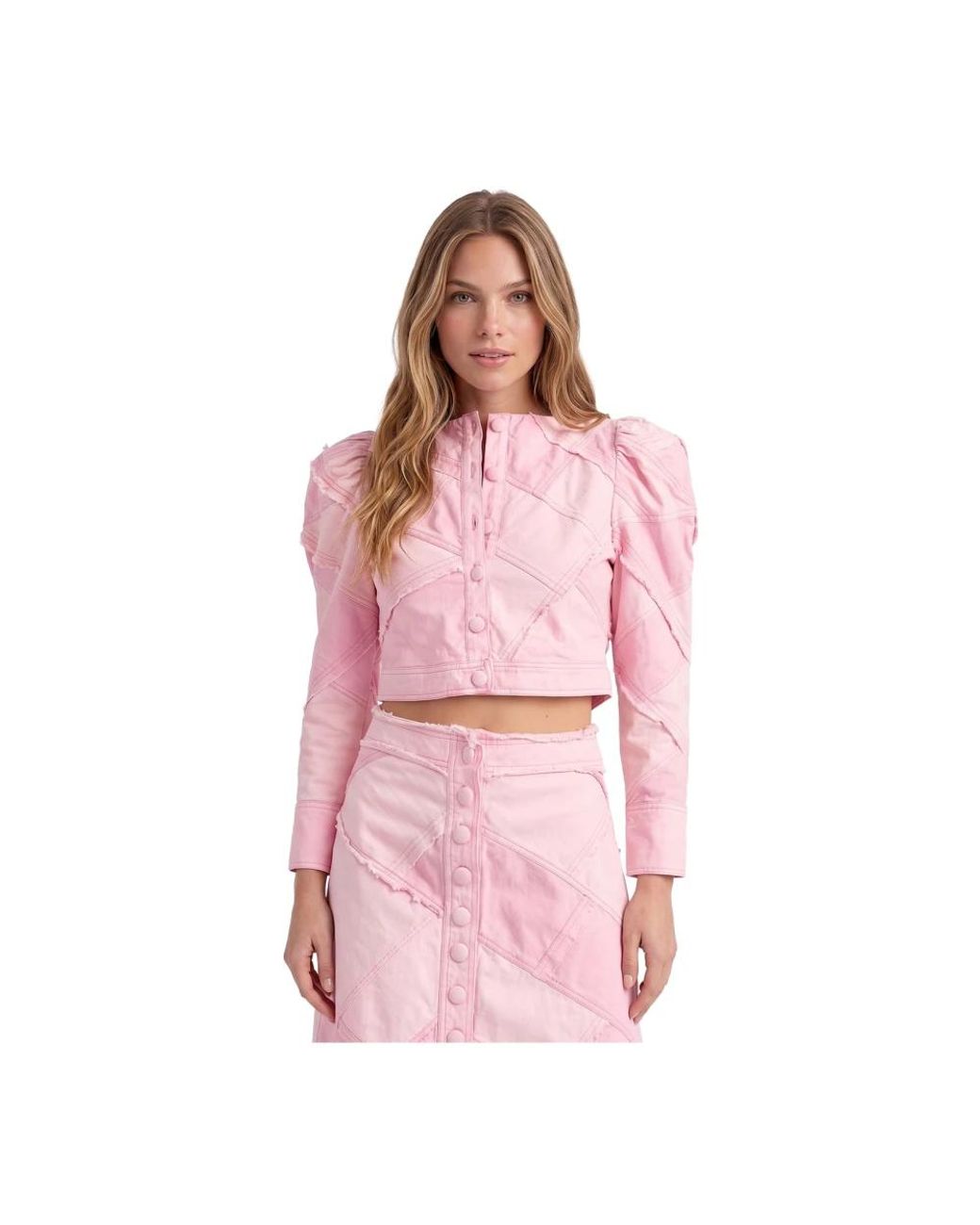 LoveShackFancy Eleora Cropped Jacket in het Pink