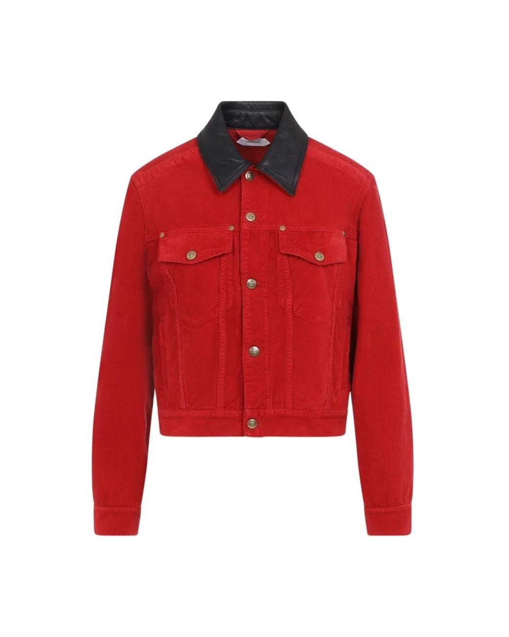 Versace Denim Garment-Dyed Jacket in het Red