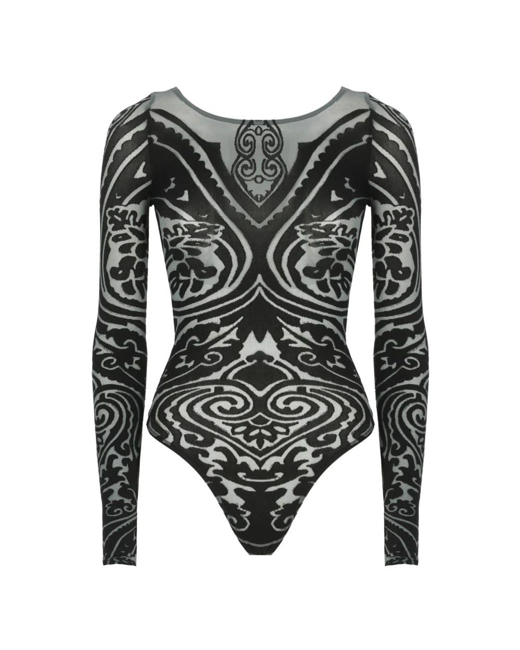 Wolford Tops ,Zwart ,Wol Zwarte Paisley Tattoo Body Top in het Black
