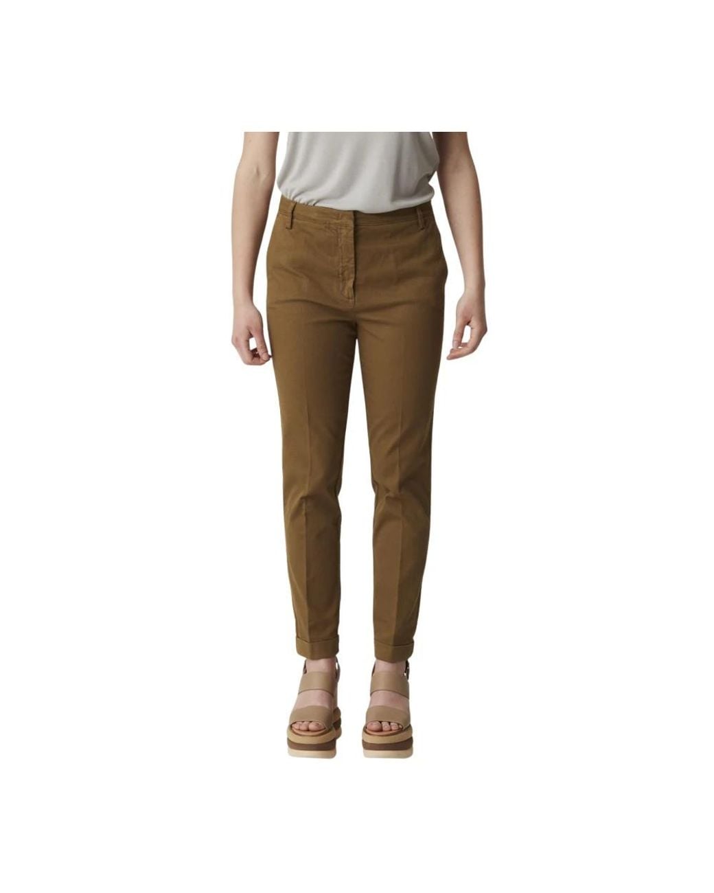 Manila Grace Green Slim-Fit Trousers