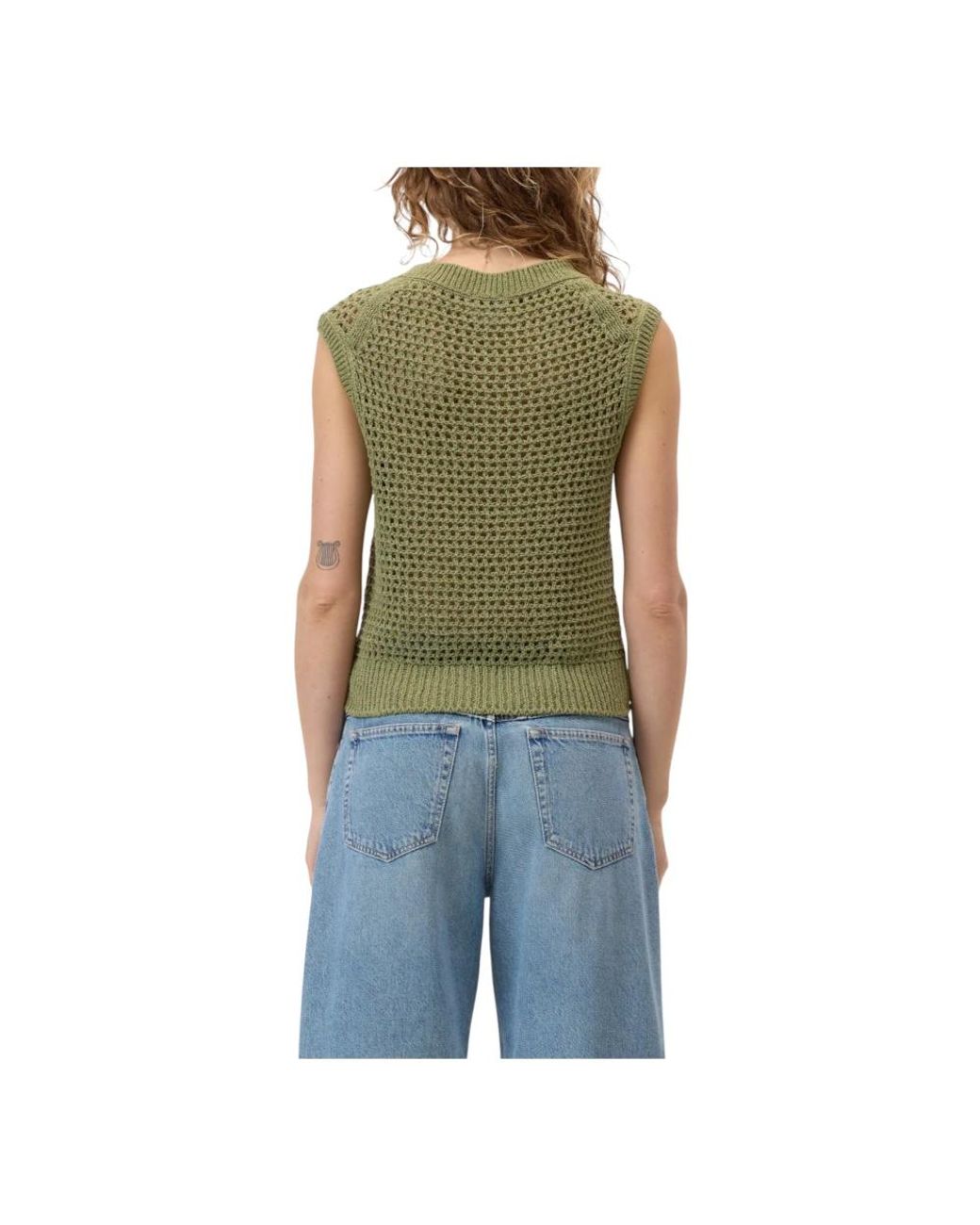 Closed Green Sleeveless Jumpers