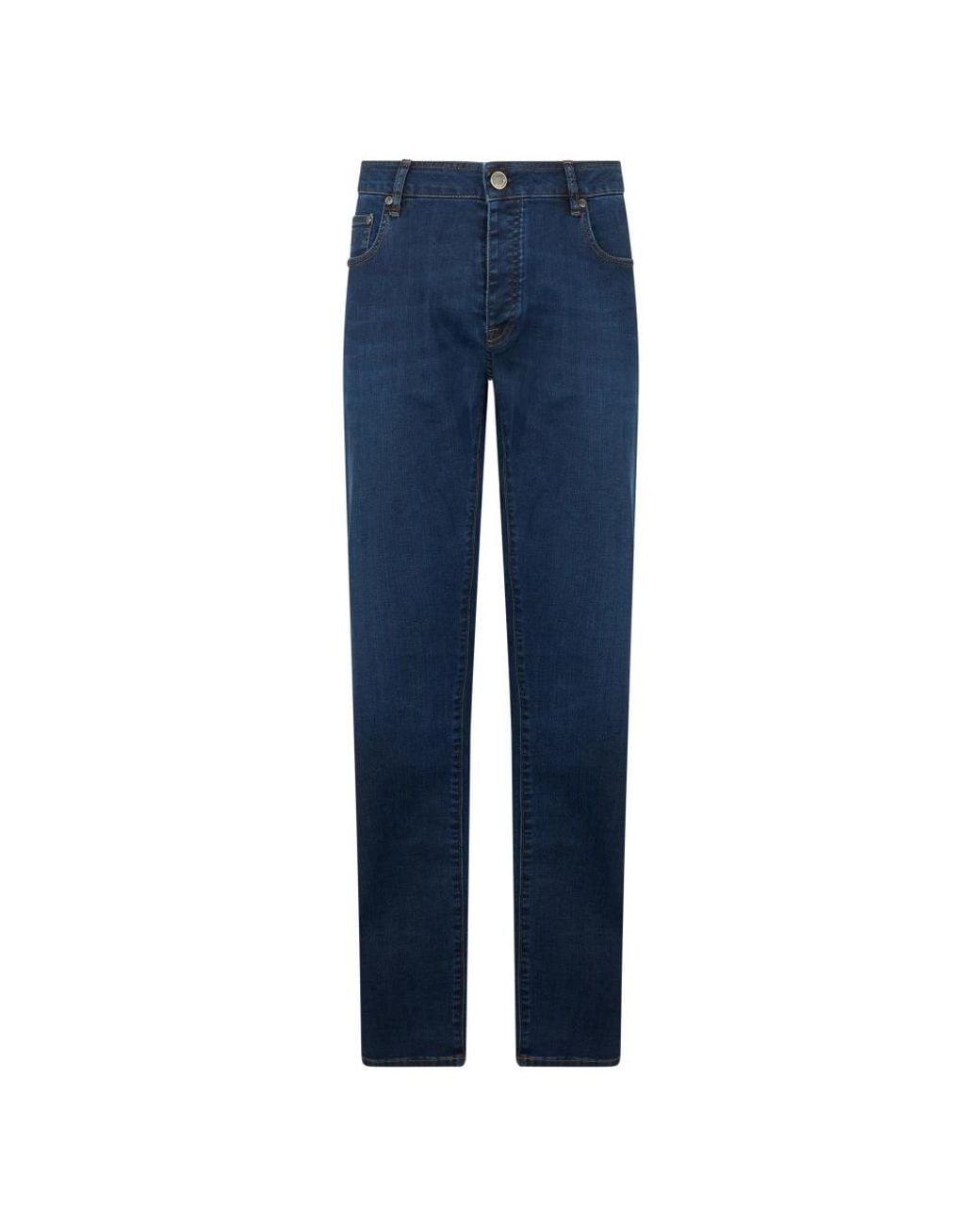 Moorer Blue Straight Fit Jeans for men