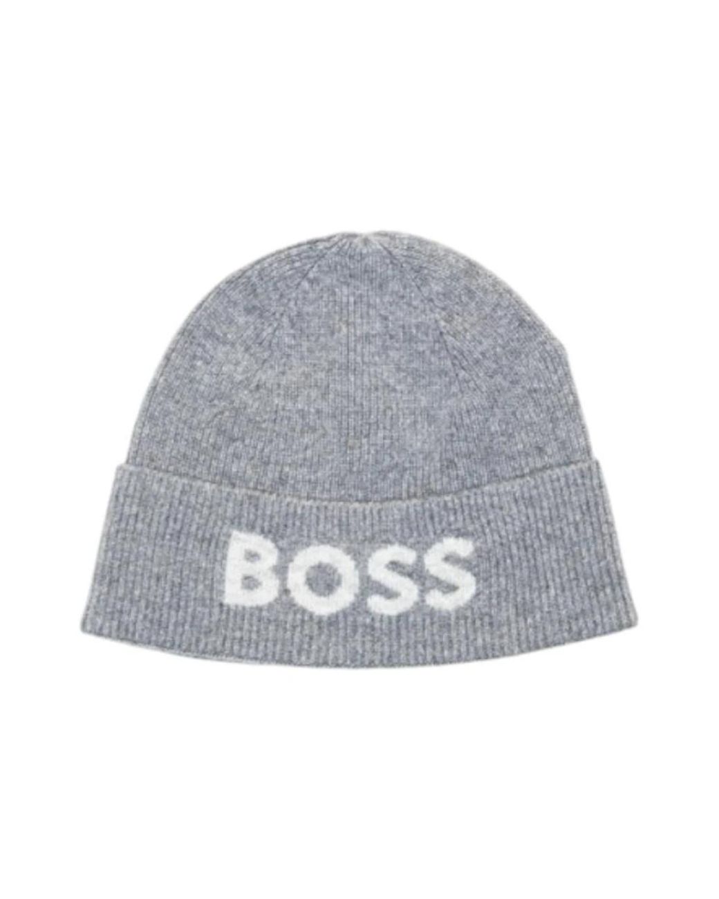 Boss Gebreide Muts Met Print in het Gray voor heren