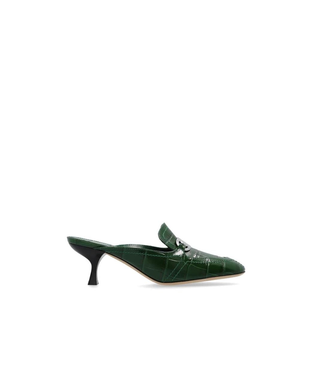 Ferragamo Green Heeled Mules