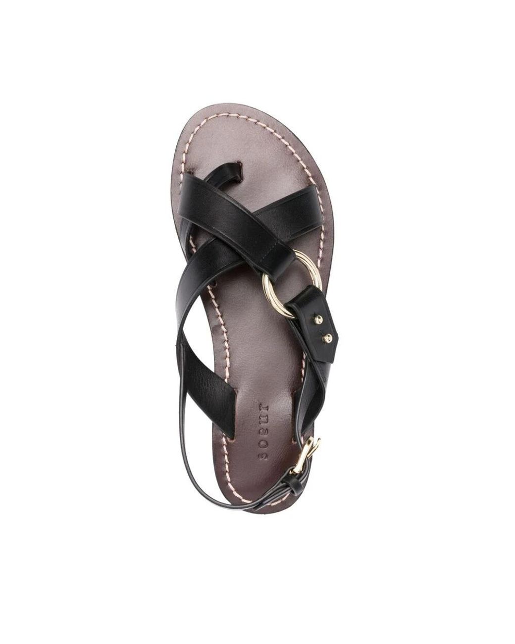 Soeur Black Flat Sandals
