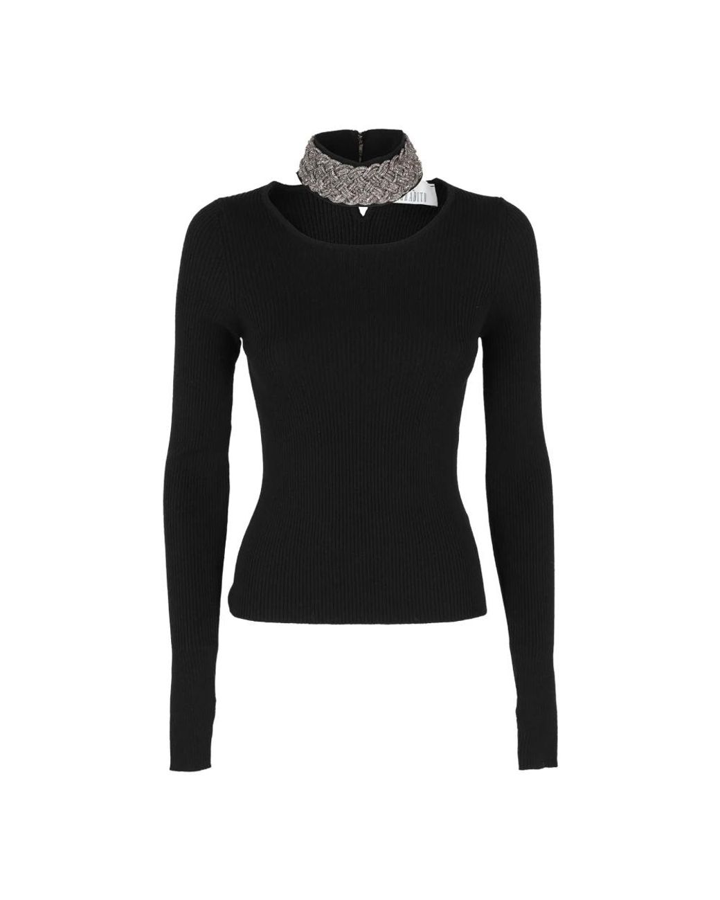 GIUSEPPE DI MORABITO Black Crystal Embellished Knit Top