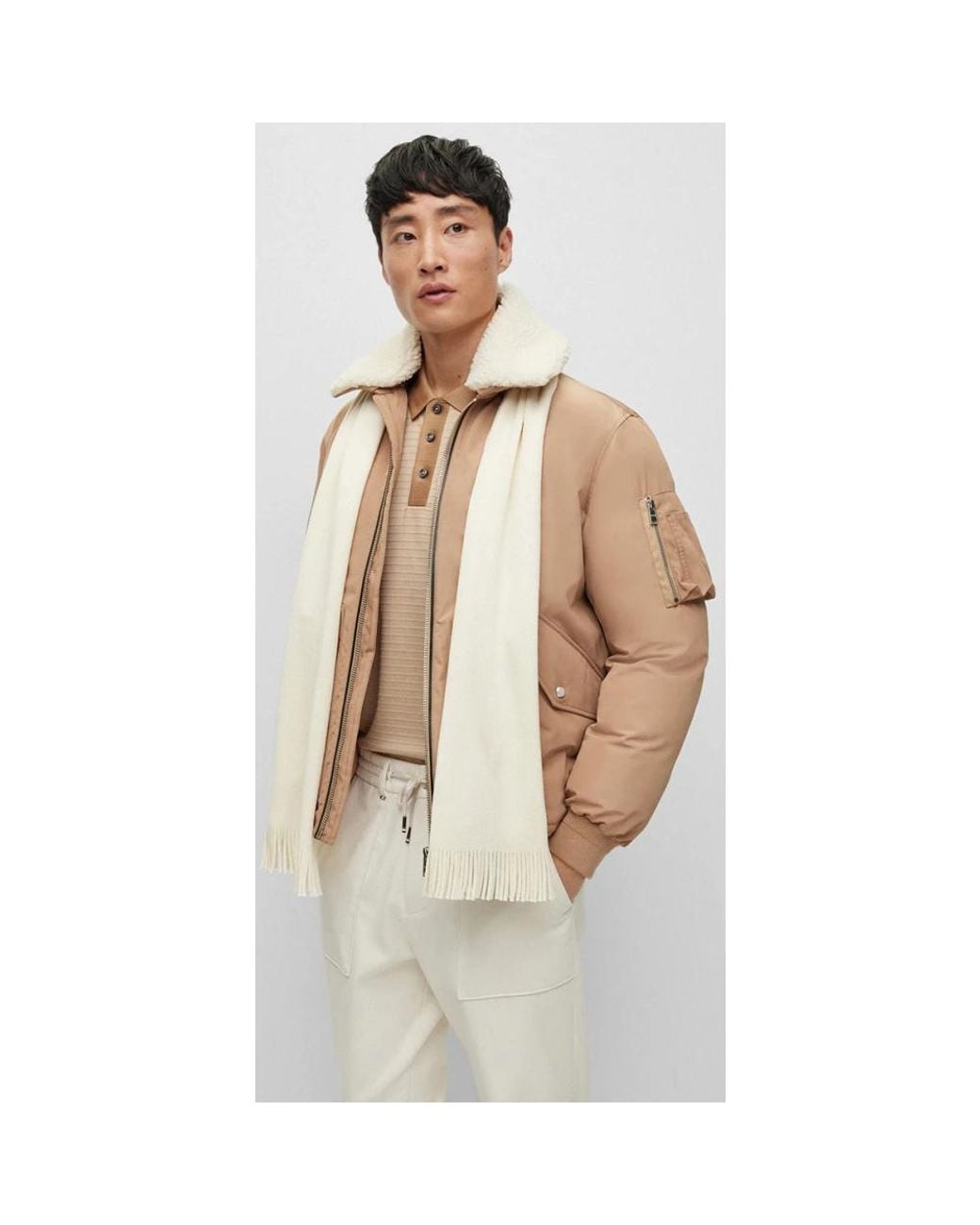 Boss White Winter Scarves for men