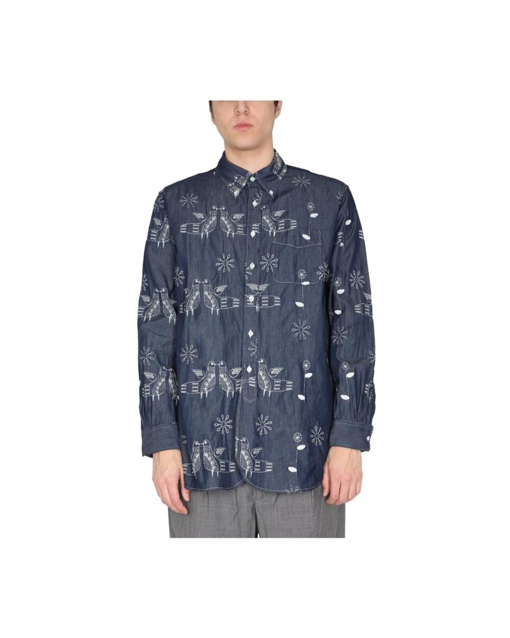 Engineered Garments Vogelstickhemd in Blue für Herren
