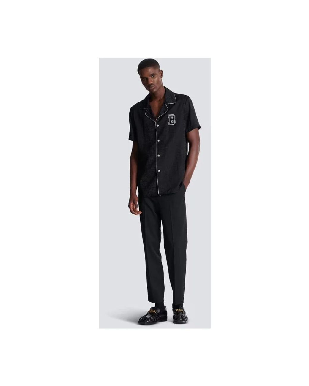 Balmain Black Short Sleeve Shirts for men