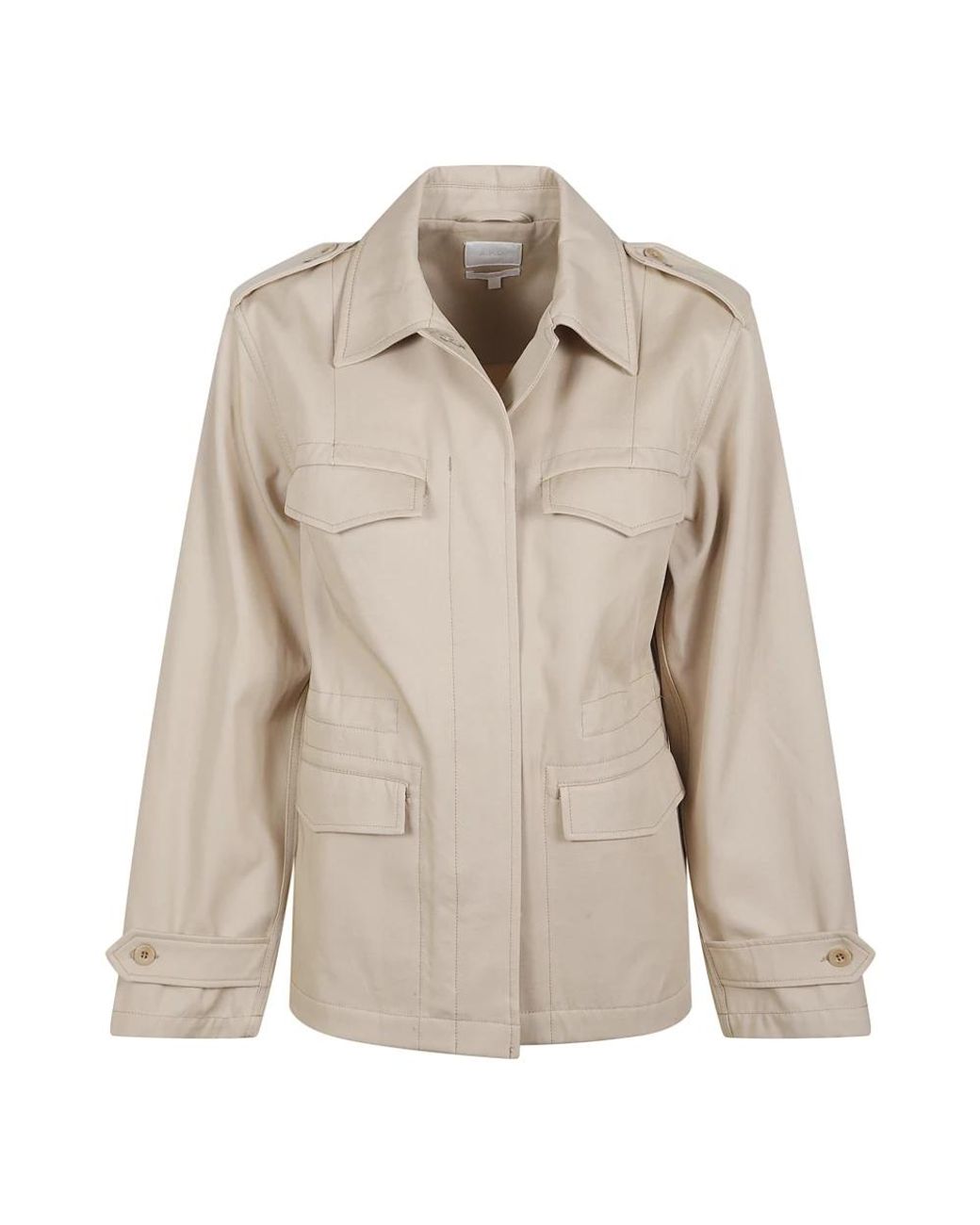 A.P.C. Jassen ,Leer Getailleerd Safari Jasje in het Natural