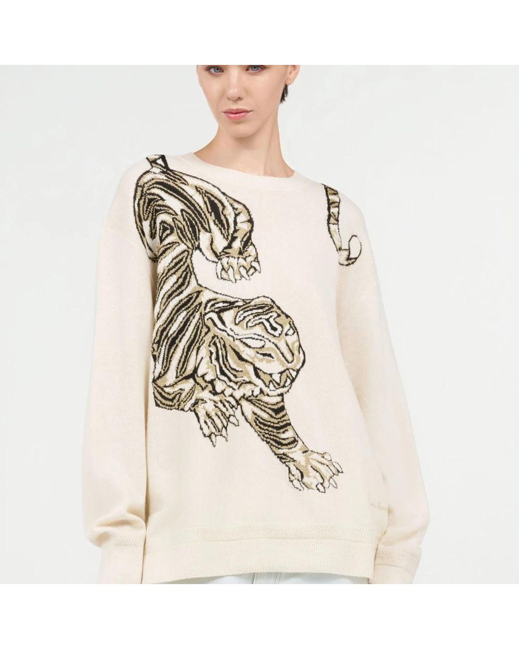 Roberto Cavalli White Round-Neck Knitwear