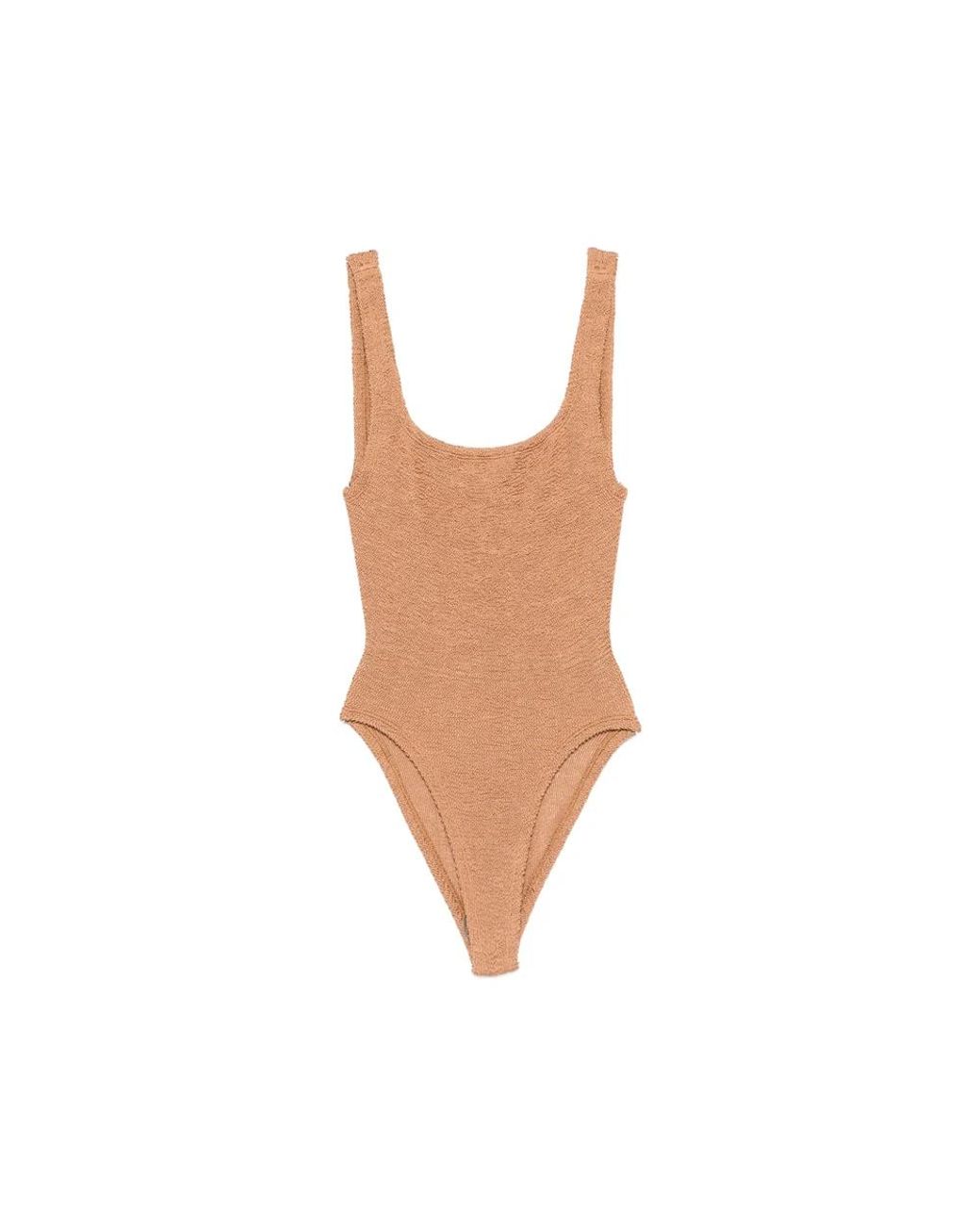 Hunza G Badmode ,Bruin ,S-Square-Cr Metallic Metco in het Brown
