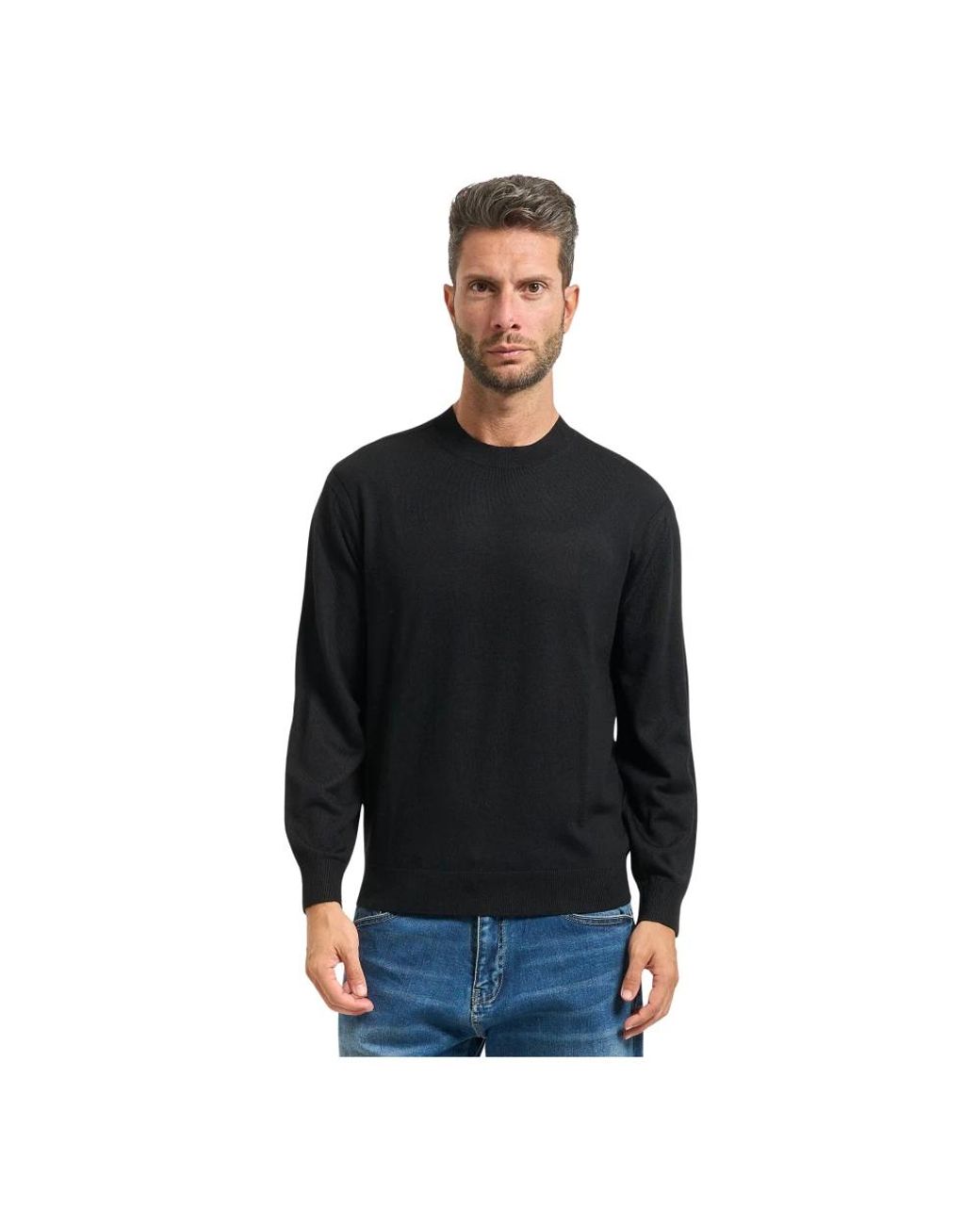 ARMANI EXCHANGE Black Round-Neck Knitwear for men