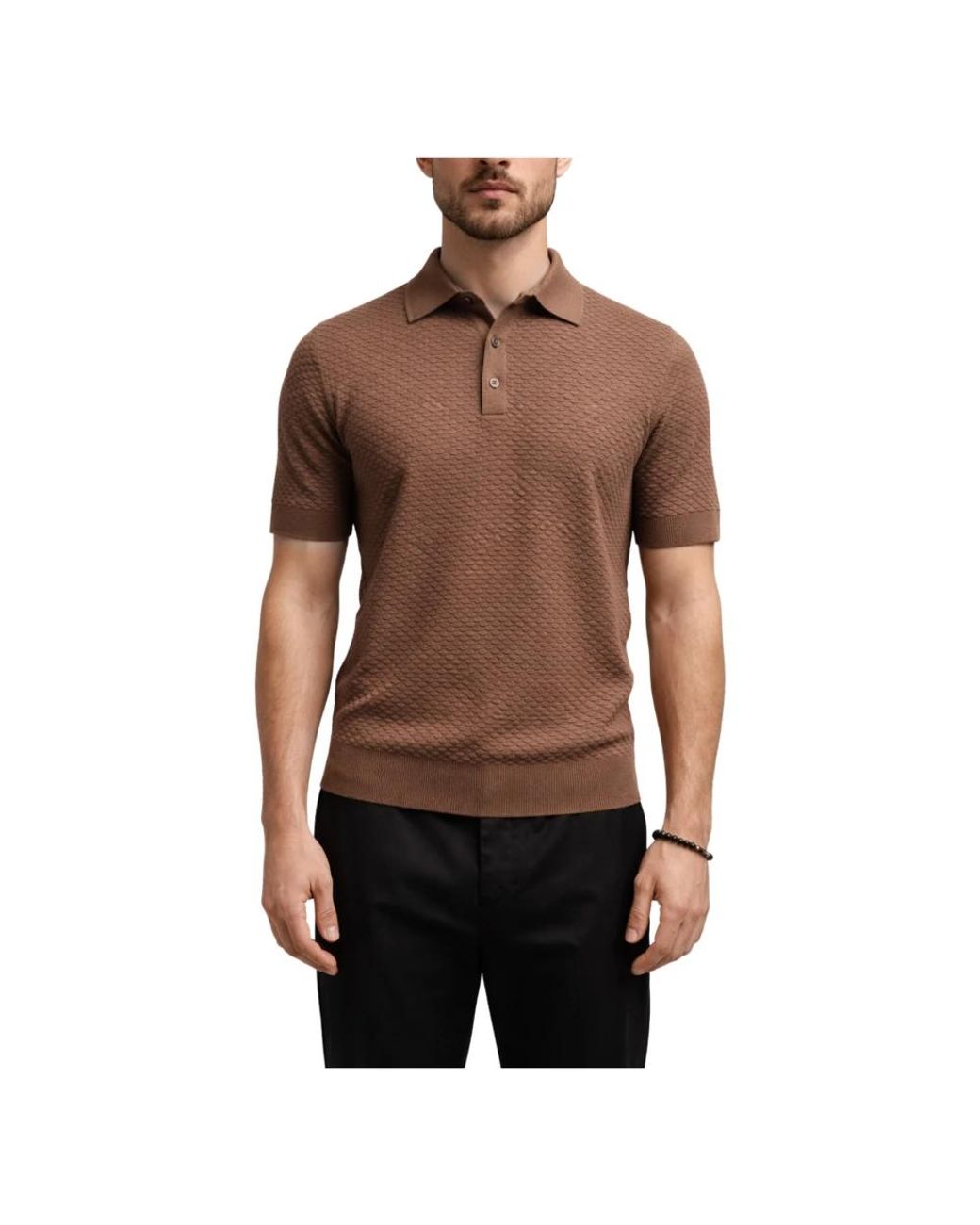 Gran Sasso Brown Polo Shirts for men