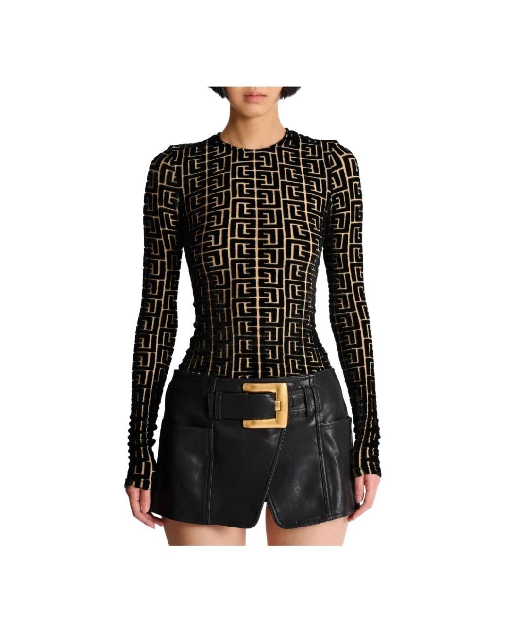 Balmain Black Long Sleeve Tops