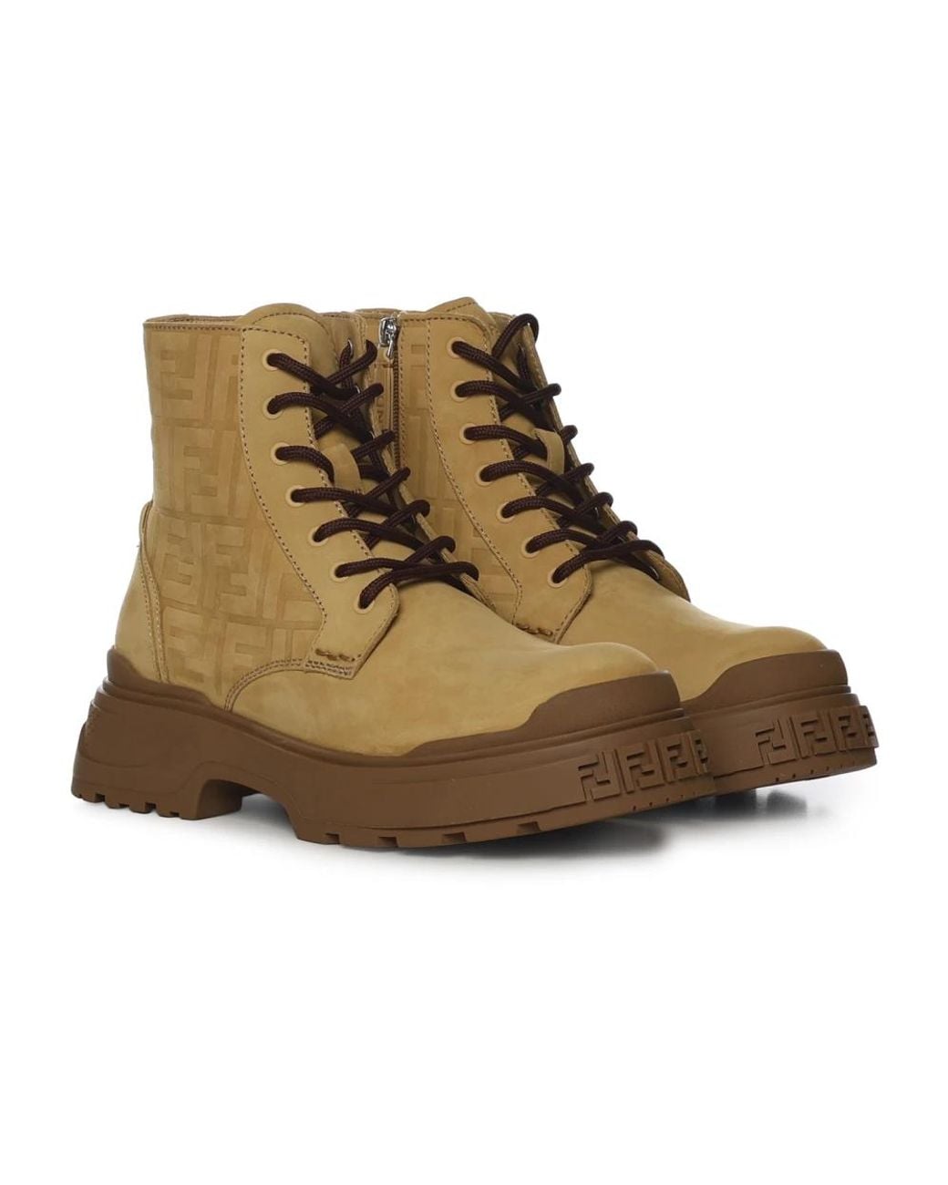 Fendi Brown Lace-Up Boots for men