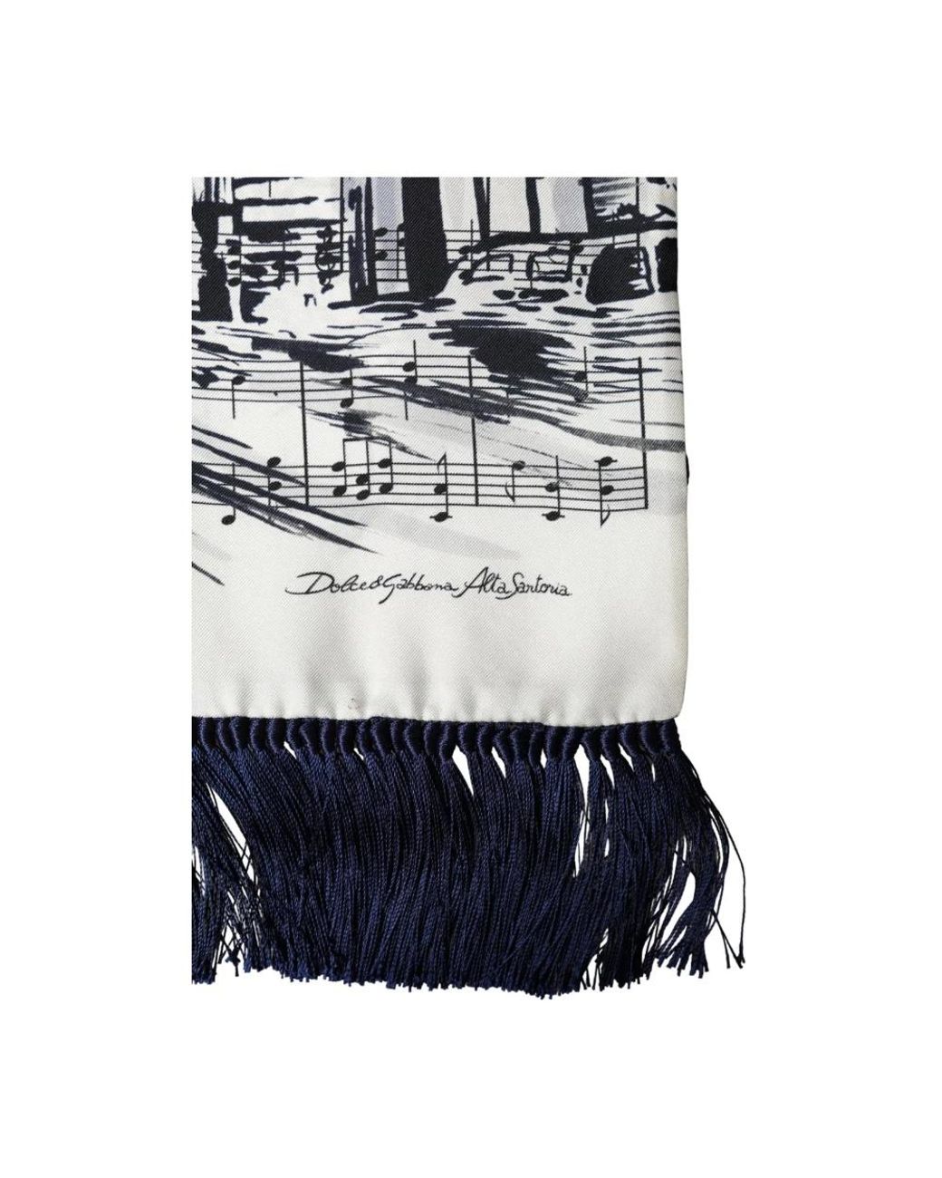 Dolce & Gabbana Blue Silk Scarves for men