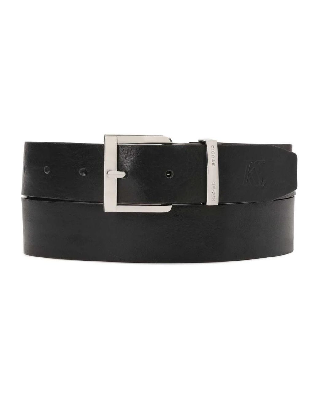 Kazar Accessoires ,Zwart ,Leer Zwarte Riem Met Logo Zilveren Gesp in het Black voor heren