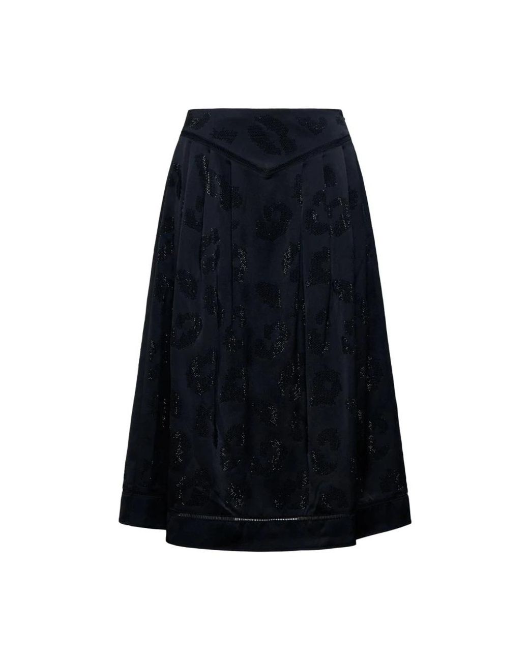 Silvian Heach Rokken ,Zwart ,Polyester Midi Rok Met Borduursels in het Blue