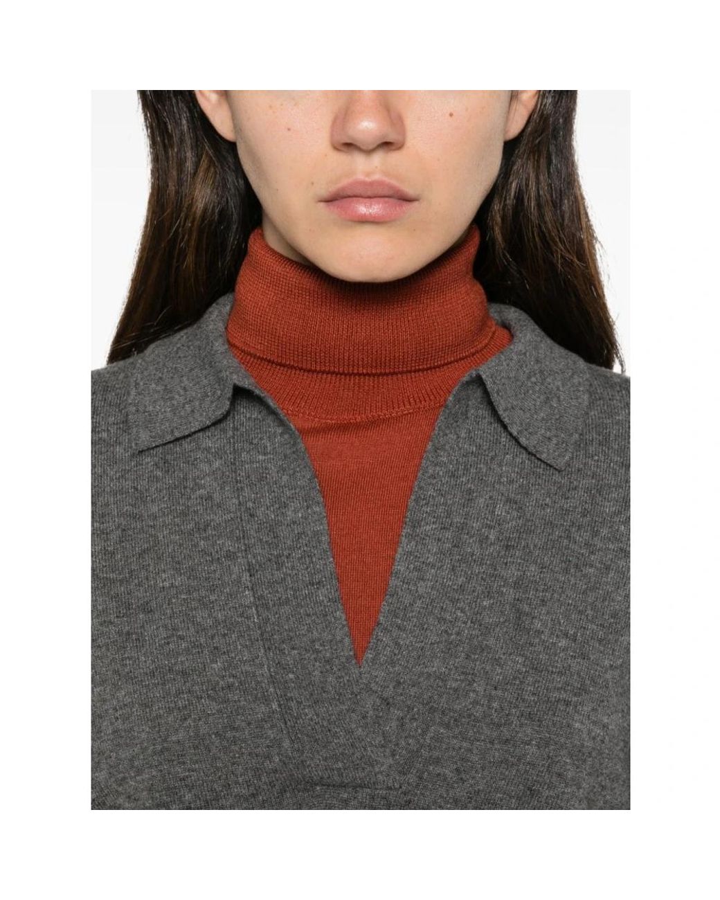 Alpha Studio Gray V-Neck Knitwear