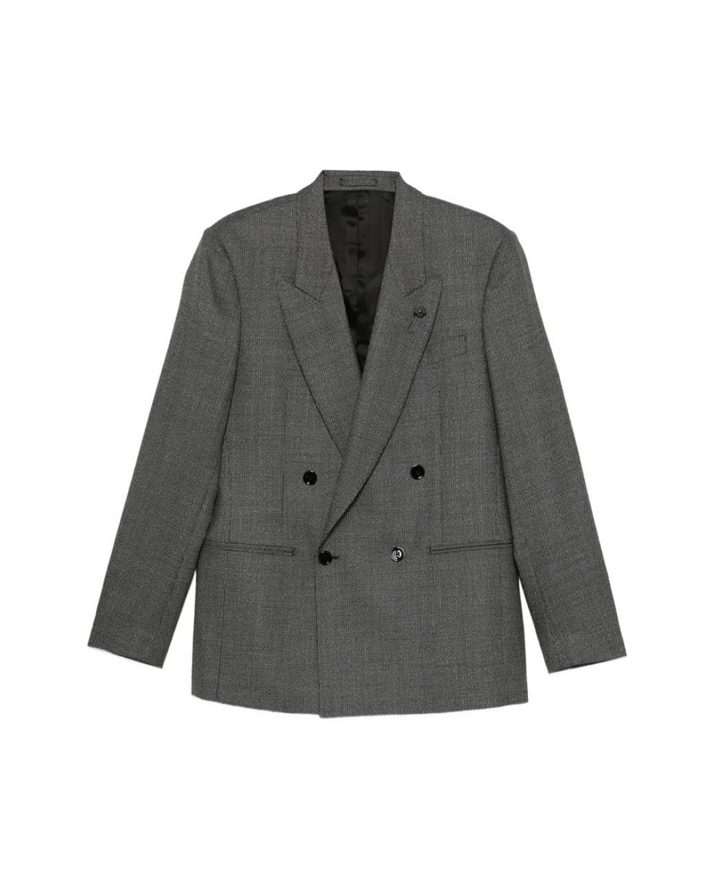 Lardini Jassen ,Grijs ,Grijze Gestreepte Double-Breasted Jas in het Gray voor heren